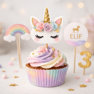 Unicorn Cupcake Kürdan Süsü 5’li