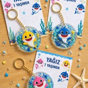 Baby Shark Kişiye Özel Anahtarlık 15’li