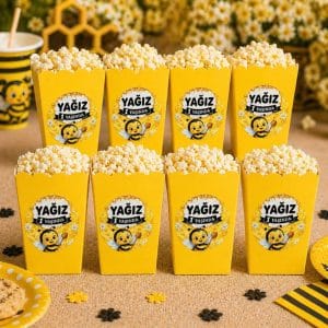 Bal Arısı Popcorn Kutusu 8’li Set (Kişiye Özel)