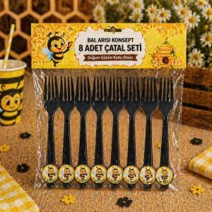 Bal Arısı Plastik Çatal 8’li Set