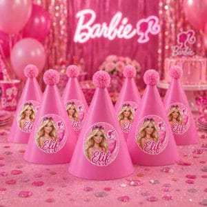 Barbie Parti Şapkası 6’lı Set (İsim Baskılı)