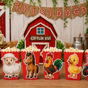 Çiftlik Popcorn Kutusu 6’lı Set