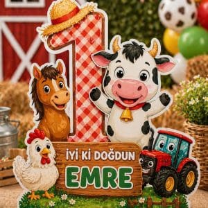 Çiftlik Ayaklı Dekor Pano (1 Yaş) - 30 cm / 50 cm / 70 cm