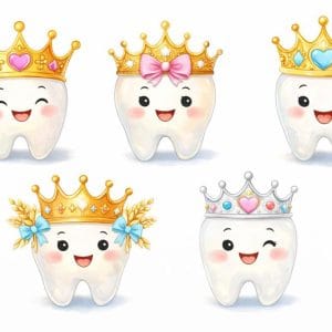 Diş Buğdayı Karton Etiket 5’li Set – Taçlı Diş Figürlü