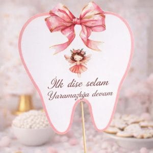 Diş Buğdayı Pembe Diş Fotoğraf Çekim Pankartı – İlk Dişe Selam