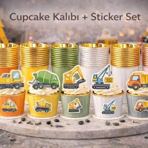 İnşaat Temalı Cupcake Seti – 6’lı Kalıp & Sticker
