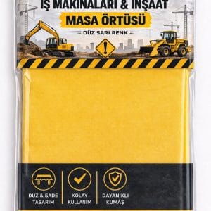İnşaat Temalı Sarı Masa Örtüsü – Parti Süsü