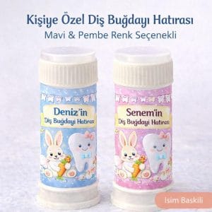Kişiye Özel Diş Buğdayı Hatırası Baloncuk Şişesi – Mavi / Pembe Renk Seçenekli