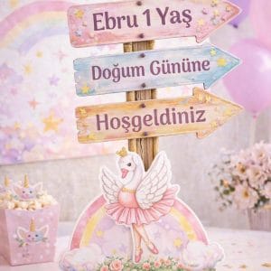Kuğu Balerin Yön Tabelası (Pastel)