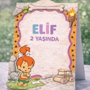Taş Devri Kız Çocuk Pano (Kişiye Özel)