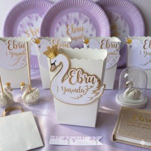 Kuğu Balerin Popcorn Kutusu 8’li Set (Kişiye Özel)