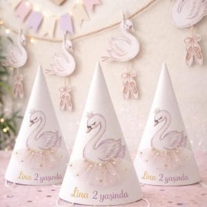 Kuğu Balerin Parti Şapkası 6’lı Set (Kişiye Özel)