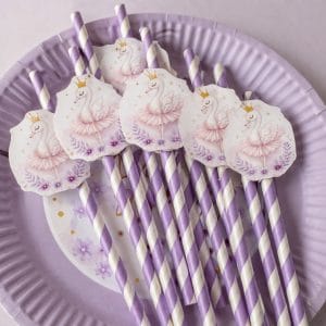 Kuğu Balerin Pipet Süsü 10’lu Set – Lila
