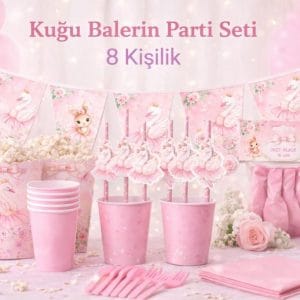 Kuğu Balerin Parti Seti 8 Kişilik