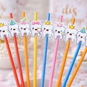 Diş Buğdayı Taçlı Diş Pipet Süsü 6’lı Set – Renk Seçenekli
