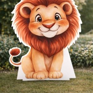 Safari Aslan Ayaklı Maket Dekor Pano – Arkadan Destekli