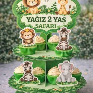 Safari Cupcake Stand – İsimli 2 Katlı