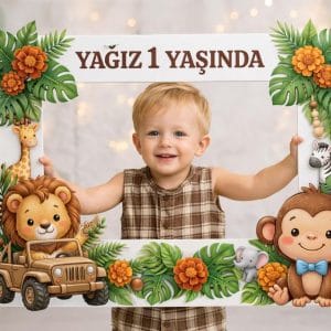 Safari Fotoğraf Çerçevesi – 1 Yaş İsimli- 50 cm | 70 cm | 100 cm