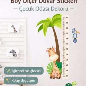 Safari Zürafa Boy Ölçer – Duvar Sticker