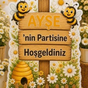 Papatya & Arı Karşılama Panosu (Kişiye Özel)