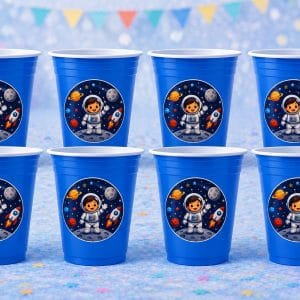 Uzay Astronot Temalı Karton Bardak 8'li Set