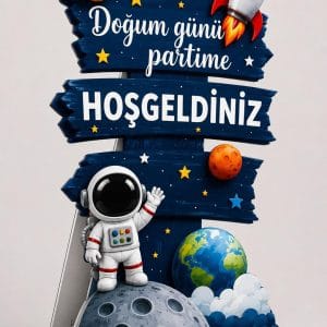 🚀 Uzay Temalı Hoş Geldiniz Ayaklı Karşılama Panosu