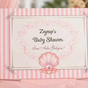 İnci Temalı Baby Shower Karşılama Panosu