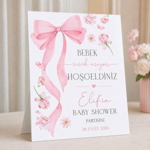 Kişiye Özel Baby in Bloom Baby Shower Ayaklı Karşılama Panosu
