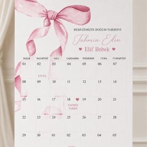 Baby Shower doğum tarihi tahmin panosu kız bebek kişiye özel ayaklı karşılama panosu