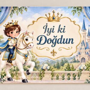 Kişiye Özel Atlı Prens Doğum Günü Afişi – Branda
