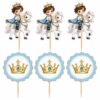 Atlı Prens Cupcake Kürdan Süsü 6'lı Set – Mavi Prens ve Altın Taç