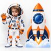 Kişiye özel astronot ve roket ayaklı pano seti, uzay konseptli doğum günü dekorasyonu